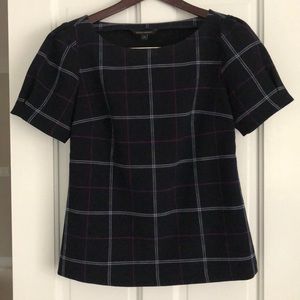 Banana Republic Navy/Pink/White plaid top
